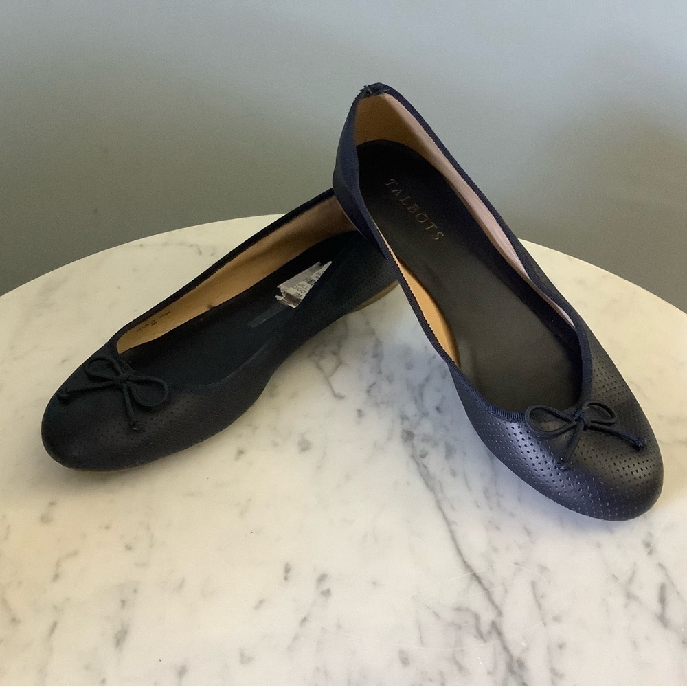 Talbots Navy Leather Ballet Flats Size 7